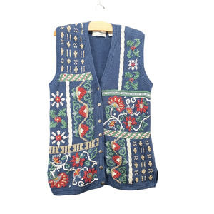 Portraits by Northern Isles Women's Sweater Vest Blue Small Sleeveless Hand Knit